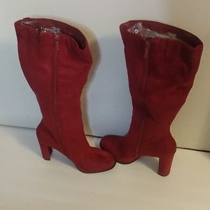 O'hara 4 inch heel suede textured boots burgundy